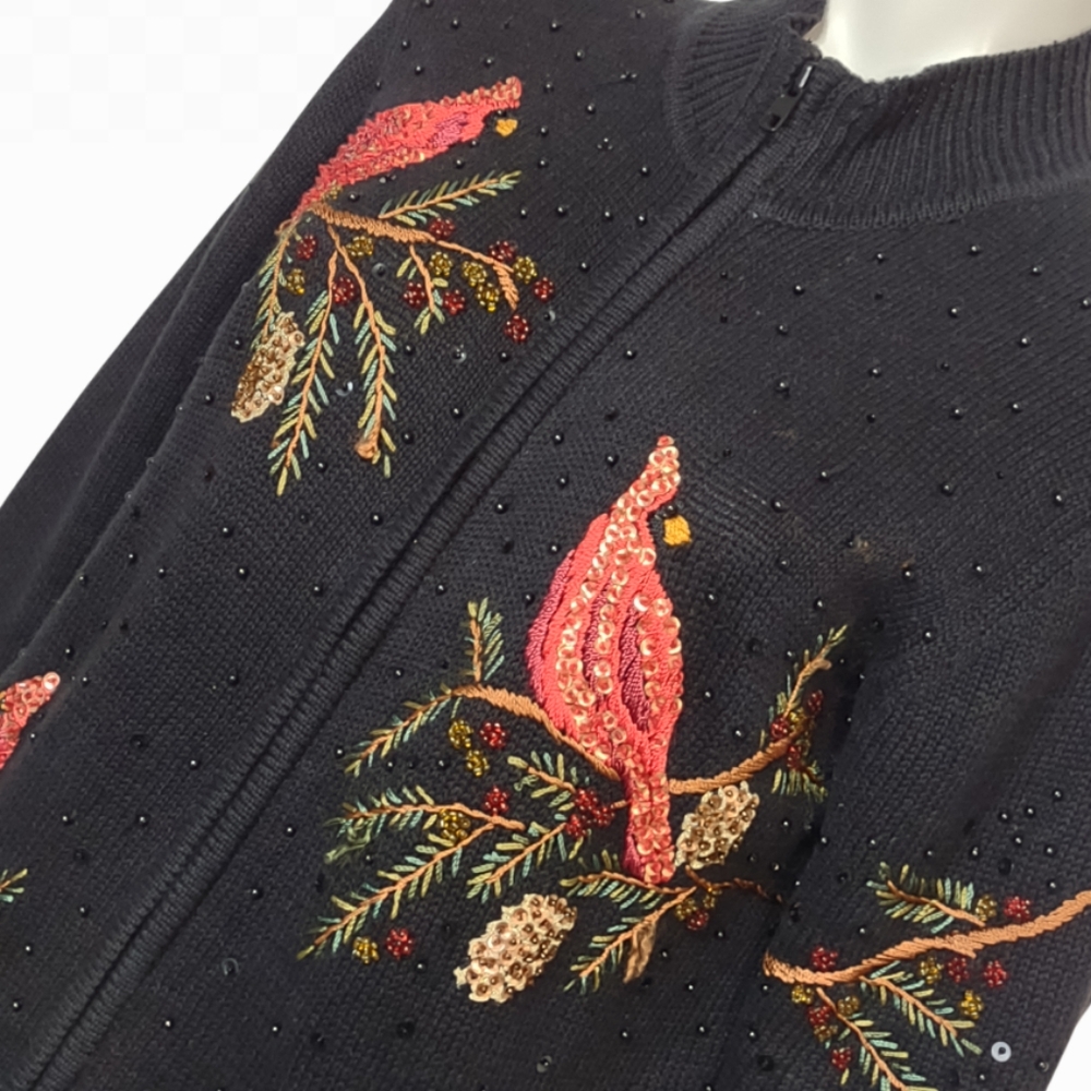 Vintage 80s Cardinal Sweater Zip Up Casual Corner Annex Medium Petite - Picture 11 of 12